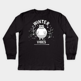 Winter Vibes Bear Love- Winter Walk Season Kids Long Sleeve T-Shirt